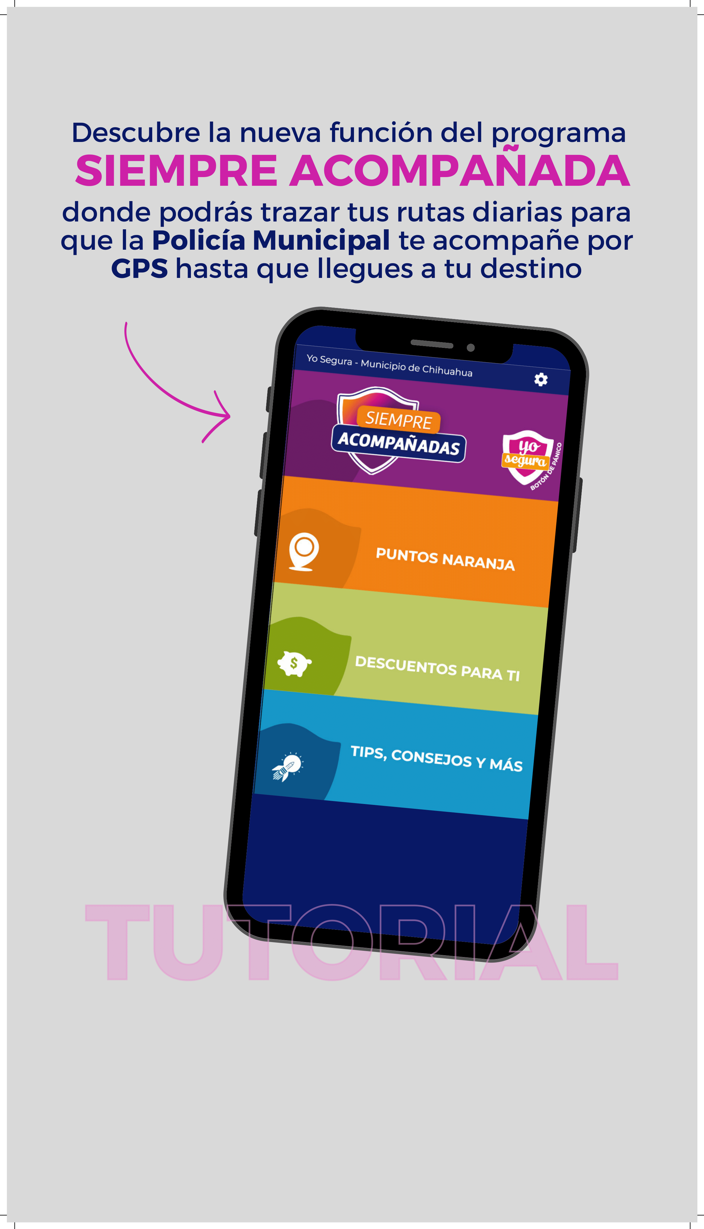 Descubre la nueva función del programa siempre acompañada donde podrás trazar tus rutas diarias para que la policia municipal te acompañe por gps hasta que llegues a tu destino.